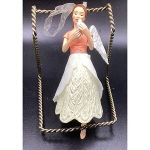 Vintage Angel Fairy w/ Organza Skirt Holding A White Dove Figurine - 5.25" Tall